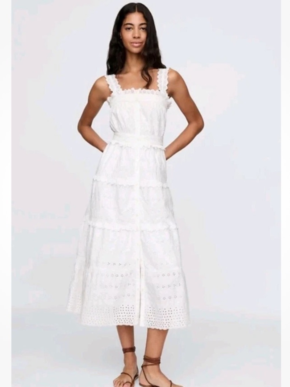 Gap x Dôen Eyelet Midi Smock Dress NWT, White, Size S